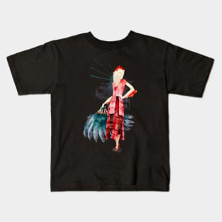 Flapper Reverse Mermaid Messy Raindrop Watercolor Painting Kids T-Shirt